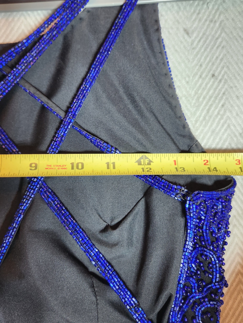 Vtg Andretta Donatello Royal Blue Silk, Glass Beaded Maxi Dress Med Read - Picture 8 of 15